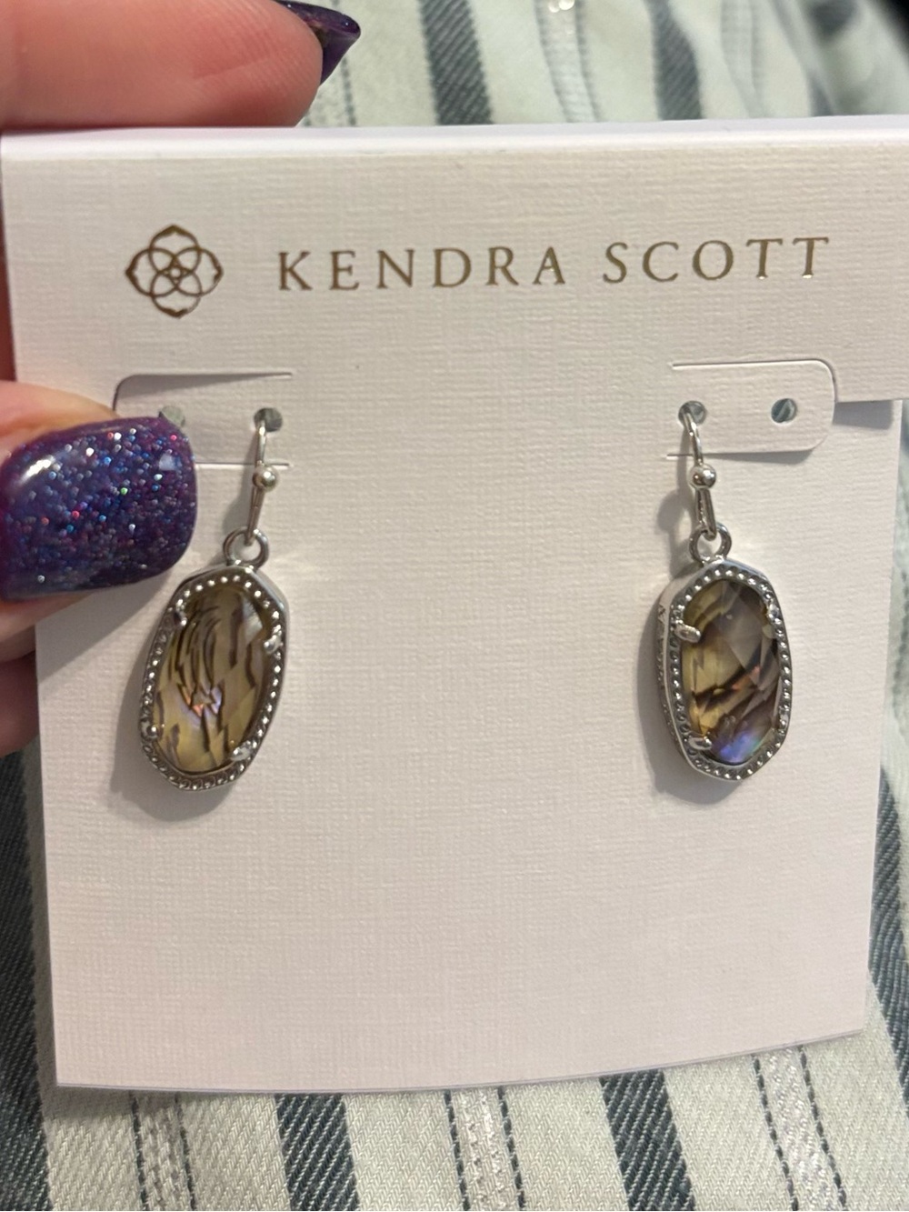 Kendra Scott Silver-Abalone Oval Drop Earrings